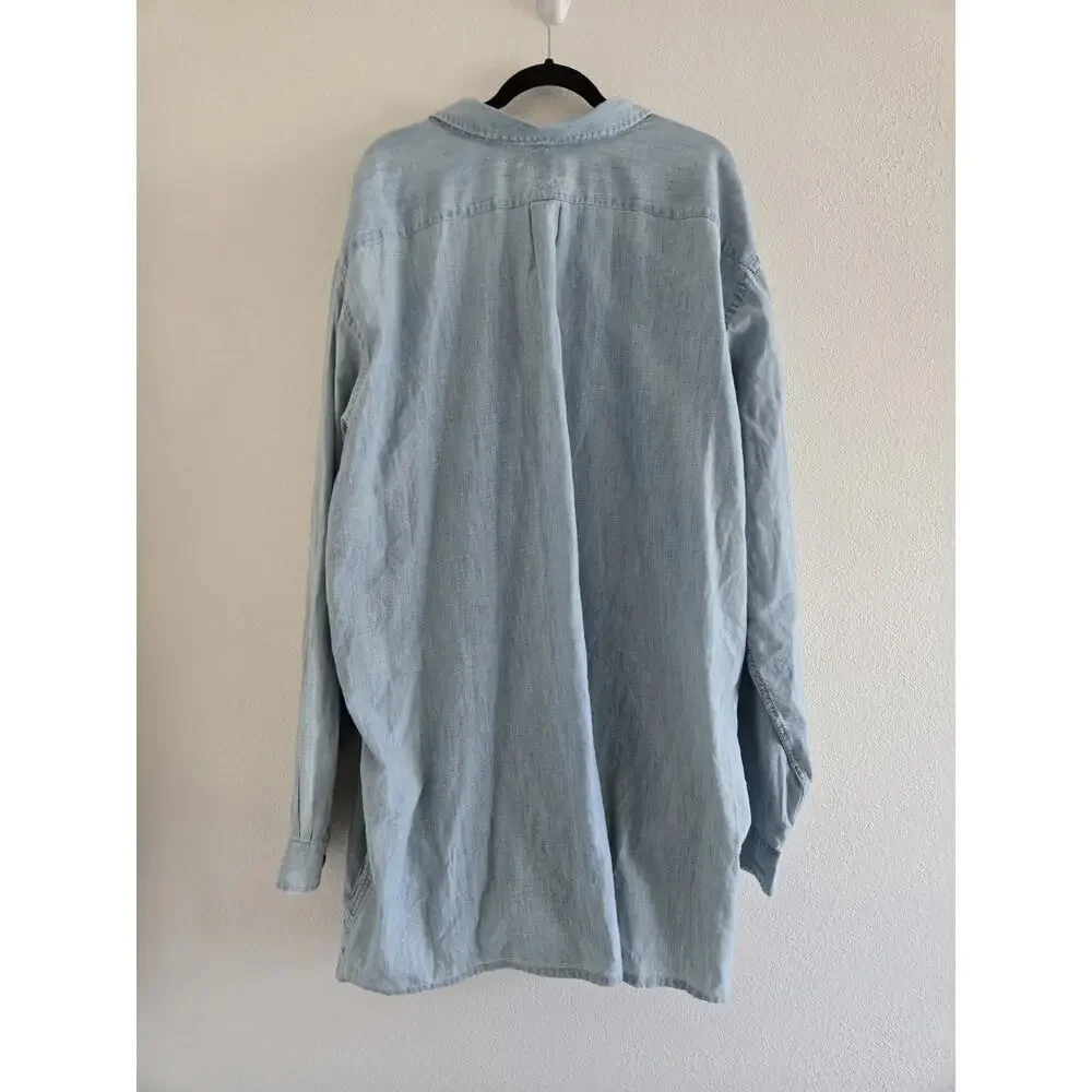 Polo Ralph Lauren Blue Chambray Shirt Jacket 3XLT Full Zip Clean Boy Old Money
